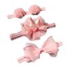 3 Pcs Pink Baby Girl Cute Hair Bands Bowknot Headbands Flower Crown Headwear
