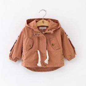 Children's European And American Solid Color Trench Coat (Option: Brick red-130cm)