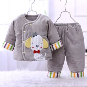 Baby Cotton Padded Coat Winter Thick Suede Cotton Jacket Quilted Two Newborn Winter Clothing (Option: Gray-50 Yards)