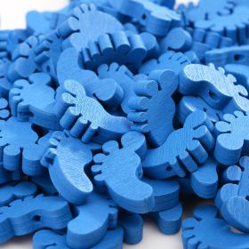 Cartoon Color Cute Little Feet Wooden Bead Children's Handmade Bead Material Jewelry Pendant Accessories (Option: Sapphire Blue-30 Bags)