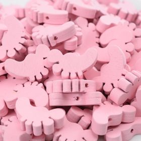 Cartoon Color Cute Little Feet Wooden Bead Children's Handmade Bead Material Jewelry Pendant Accessories (Option: Pink-30 Bags)