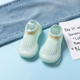 Mesh Infant Indoor Floor Soft Bottom Non-slip Toddler Shoes (Option: Lake Blue Large Grid-24to25)