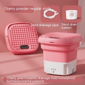 Folding Dual-purpose Touch Timing Portable Infant Clothing Underwear Washing Machine (Color: pink)