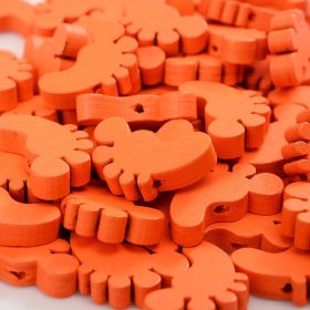 Cartoon Color Cute Little Feet Wooden Bead Children's Handmade Bead Material Jewelry Pendant Accessories (Option: Orange-30 Bags)