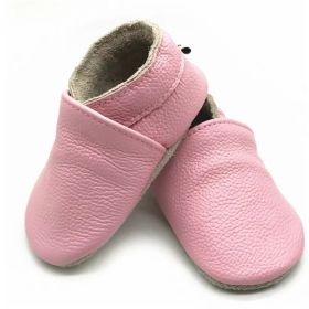 Baby Soft Bottom Solid Color Calf Leather Shoes Toddler Shoes (Option: Pink-S)