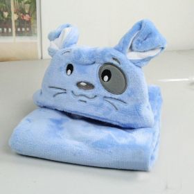 Baby Hooded Bath Towel Children's Blanket Soft And Comfortable (Option: Blue-102CMX76CM)