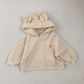 Children's Autumn Bear Hooded Sweatshirt (Option: Apricot-100cm)