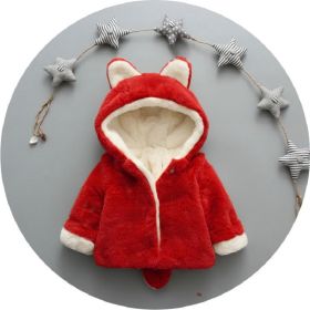 Children Thick Small Tail Faux Fur Coat (Option: Red-80cm)