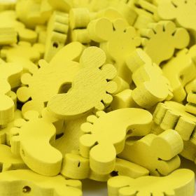 Cartoon Color Cute Little Feet Wooden Bead Children's Handmade Bead Material Jewelry Pendant Accessories (Option: Yellow-30 Bags)