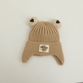 Children's Knitted Warm Bear Woolen Cap Outdoor (Option: Khaki-Free Size)