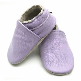 Baby Soft Bottom Solid Color Calf Leather Shoes Toddler Shoes (Option: Purple-S)