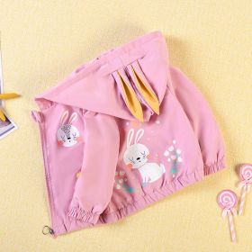 Kids' Fashion Hooded Zip Jacket (Option: Rabbit coat pink-130cm)