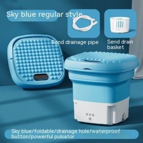 Folding Dual-purpose Touch Timing Portable Infant Clothing Underwear Washing Machine (Color: Blue)