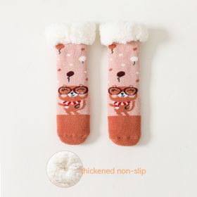 Fleece Lined Padded Warm Keeping Baby Socks Lambswool Non-slip (Option: Dream Pink-Average Size)