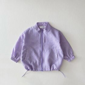 Children's Summer Thin Plaid Sun Protection Coat (Option: Purple-90cm)