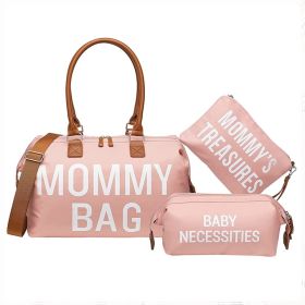 3-piece Portable Bag Set For Moms On Trips (Color: pink)
