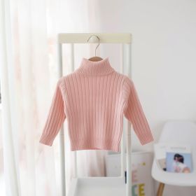 Boys And Girls Turtleneck Solid Color Bottoming Shirt (Option: Pink-100cm)