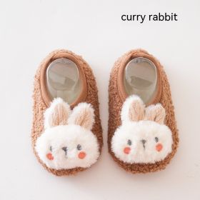 Cute Rabbit Autumn And Winter Room Socks (Option: Brown Rabbit-L)