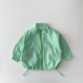Children's Summer Thin Plaid Sun Protection Coat (Option: Green-100cm)