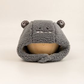 Baby Ushanka Windproof Thickening Warm Ear Protection Fleece-lined (Option: Plush Cartoon Gray-Age 3 Months)