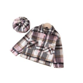 Girls Fashion Small Plaid Coat Fashion (Option: Pink-100cm)