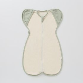 Baby Sleeping Bag Surrender Breathable Dual-use Newborn Organic Cotton Anti-kicking Blanket Leggings Swaddling Anti-startle (Option: Green Edge-S)