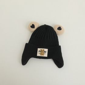 Children's Knitted Warm Bear Woolen Cap Outdoor (Option: Black-Free Size)