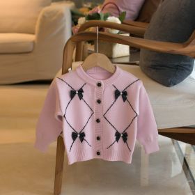 Children's Sweater Bow Knot Girls' Cardigan (Option: Light purple-120cm)