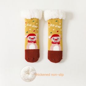 Fleece Lined Padded Warm Keeping Baby Socks Lambswool Non-slip (Option: Lemon Yellow-Average Size)