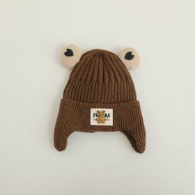 Children's Knitted Warm Bear Woolen Cap Outdoor (Option: Coffee-Free Size)