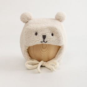 Baby Ushanka Windproof Thickening Warm Ear Protection Fleece-lined (Option: Plush Double Ball Bear Beige-Age 3 Months)
