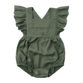 Baby Summer Flounced Sleeve Suspender Romper (Option: HY1622 Green-73cm)