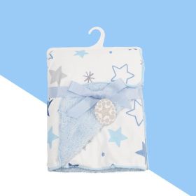 Babies' Woolen Blanket Baby Double Layer Super Soft Plush Blanket (Option: Blue XINGX-75X100cm)