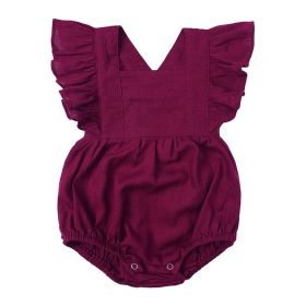 Baby Summer Flounced Sleeve Suspender Romper (Option: HY1622 Purple-66cm)