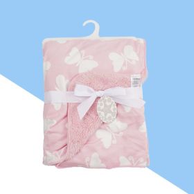 Babies' Woolen Blanket Baby Double Layer Super Soft Plush Blanket (Option: Pink Butterfly-75X100cm)