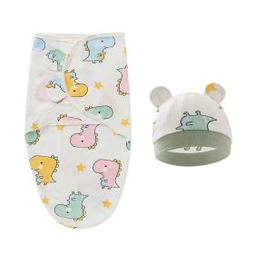 Foreign Trade Newborn Swaddling Sleeping Bag Baby Anti-kick Quilt Delivery (Option: Hat Edge Colorful Big Dinosaur)