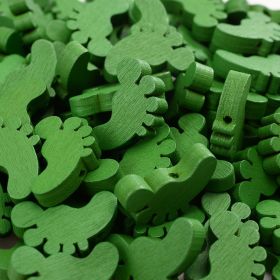 Cartoon Color Cute Little Feet Wooden Bead Children's Handmade Bead Material Jewelry Pendant Accessories (Option: Green-30 Bags)