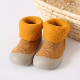 Thickened Children Sneakers Winter Super Warm Toddler Indoor Shoes Socks (Option: Turmeric-1819)