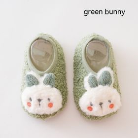 Cute Rabbit Autumn And Winter Room Socks (Option: Green Rabbit-M)
