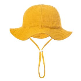 Baby Cotton Basin Bucket Hat (Option: Turmeric-Suitable For 0to12 Months Baby)