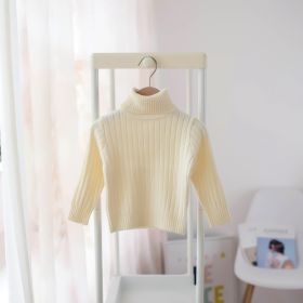 Boys And Girls Turtleneck Solid Color Bottoming Shirt (Option: Beige-80cm)