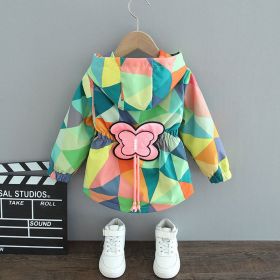 Children's Fashionable Thin Hooded Windbreaker (Option: Diamond plaid coat green-110cm)