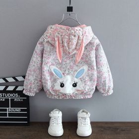 Children's Fashionable Thin Hooded Windbreaker (Option: Little rabbit coat pink-90cm)