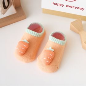 Japanese And Korean Style Extra Thick Fluffy Loop Cartoon Stereo Room Socks (Option: Carrot-S)