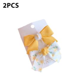 Cute Bows Baby Girls Hair Clips Solid Color Floral Pattern Children Hairpins Korean Korean Kids Hair Accessories (Color: C- Yellow)