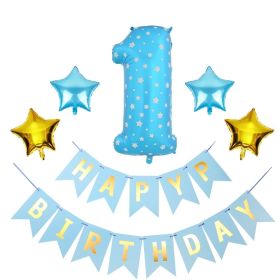 1 SET 1st Happy Birthday Confetti Balloons Foil Number Balloons First Baby Boy Girl Party Decorations My 1 Year Supplies (style: style 6)