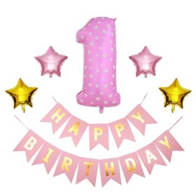 1 SET 1st Happy Birthday Confetti Balloons Foil Number Balloons First Baby Boy Girl Party Decorations My 1 Year Supplies (style: style 5)