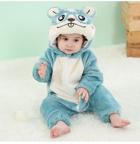 Baby Animal One-piece Pajamas Flannel Jumpsuit Children Cute Fleece Warm Thick Outer Wear Soft Spring Autumn Winter Zipper Kids (Color: Hamster)