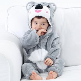 Baby Animal One-piece Pajamas Flannel Jumpsuit Children Cute Fleece Warm Thick Outer Wear Soft Spring Autumn Winter Zipper Kids (Color: Koala)