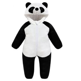 Kids Animal Jumpsuit Pajamas Flannel One-piece Children Cute Fleece Warm Thick Outer Wear Soft Spring Autumn Winter Zipper Baby (Color: Panda)